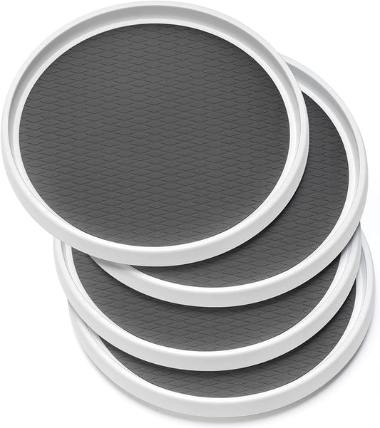 Set of 4, 10 Inch Non-Skid Lazy Susan Organizers - Turntable Rack for Cabinet, Pantry Organization and Storage, Kitchen, Fridge, Bathroom Makeup Vanity Countertop, under Sink Organizing, Spice Rack