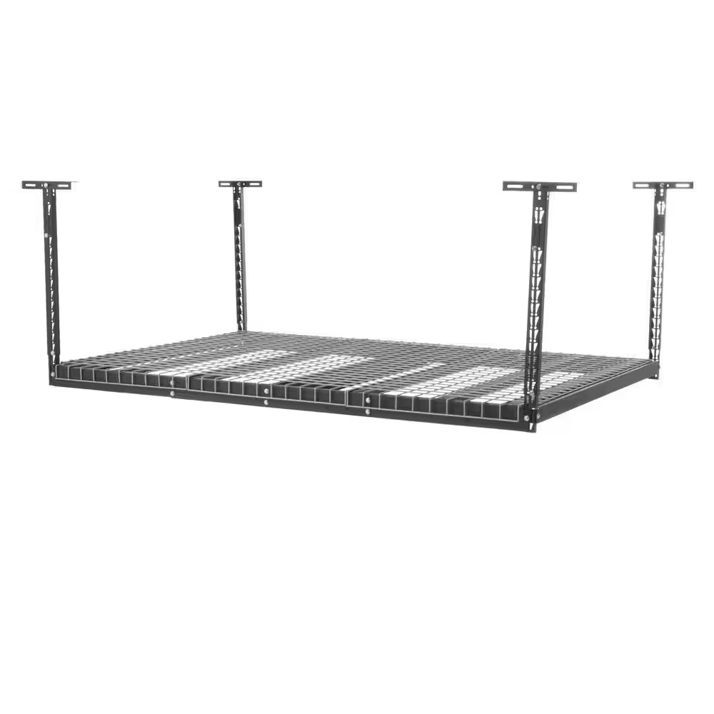97.5 In. W X 43.75 In. H X 32 In. D Adjustable Height Metal Heavy-Duty Overhead Garage Storage Rack in Black