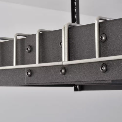 97.5 In. W X 43.75 In. H X 32 In. D Adjustable Height Metal Heavy-Duty Overhead Garage Storage Rack in Black