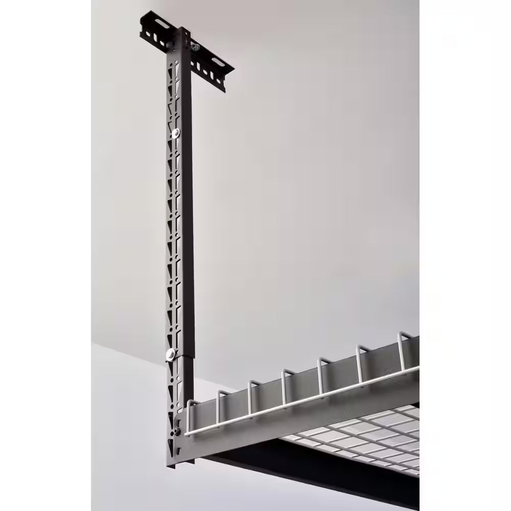97.5 In. W X 43.75 In. H X 32 In. D Adjustable Height Metal Heavy-Duty Overhead Garage Storage Rack in Black