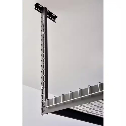 97.5 In. W X 43.75 In. H X 32 In. D Adjustable Height Metal Heavy-Duty Overhead Garage Storage Rack in Black