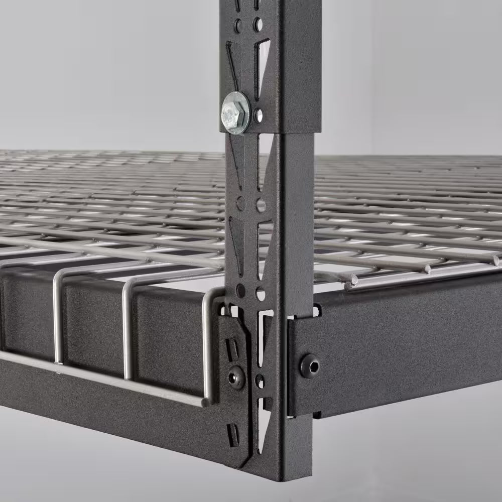 97.5 In. W X 43.75 In. H X 32 In. D Adjustable Height Metal Heavy-Duty Overhead Garage Storage Rack in Black