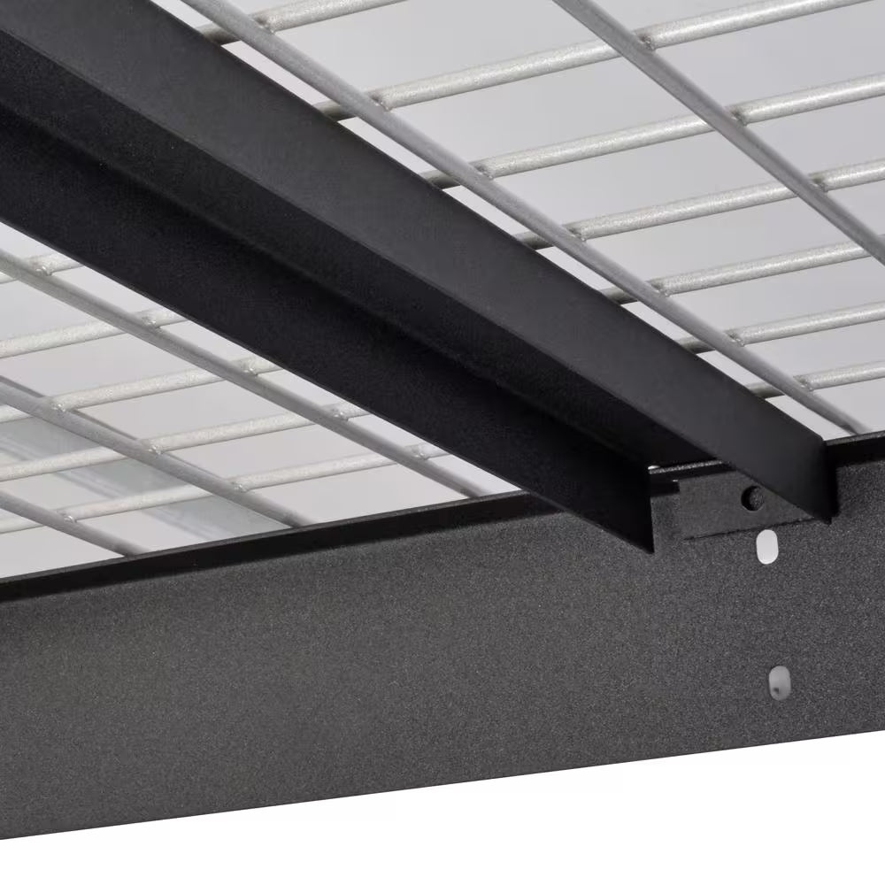 97.5 In. W X 43.75 In. H X 32 In. D Adjustable Height Metal Heavy-Duty Overhead Garage Storage Rack in Black