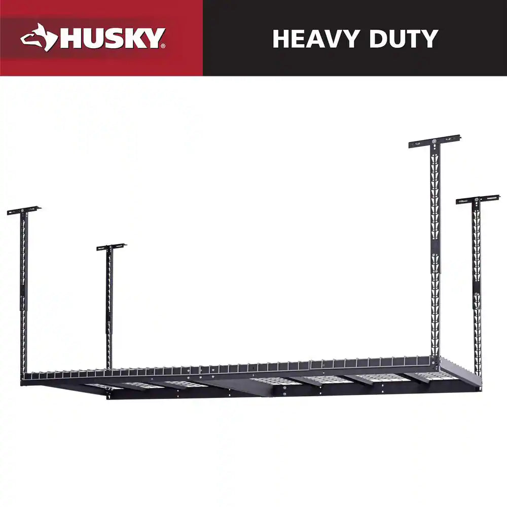 97.5 In. W X 43.75 In. H X 32 In. D Adjustable Height Metal Heavy-Duty Overhead Garage Storage Rack in Black